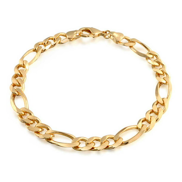 Solid 14k Yellow Gold Big Heavy Hand-Polished Figaro Link ID Bracelet 16mm 